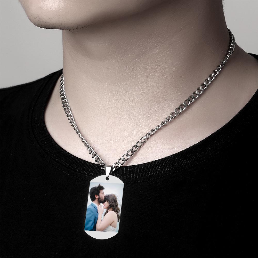 Personalized Stainless Steel Special Date & Photo Pendant Dog Tag Men's Calendar Necklace - soufeelmy