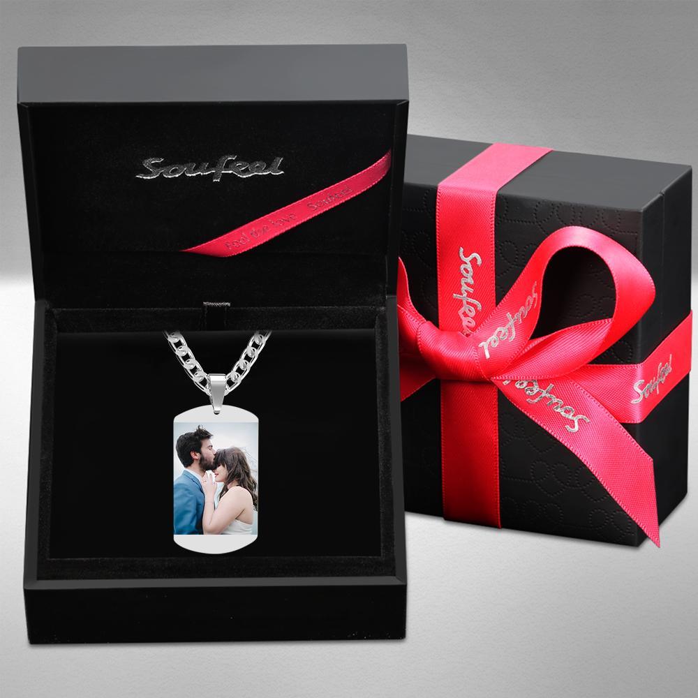 Heart Photo Calendar Engraved Tag Necklace With Engraving Stainless Steel Gifts for Her - soufeelmy