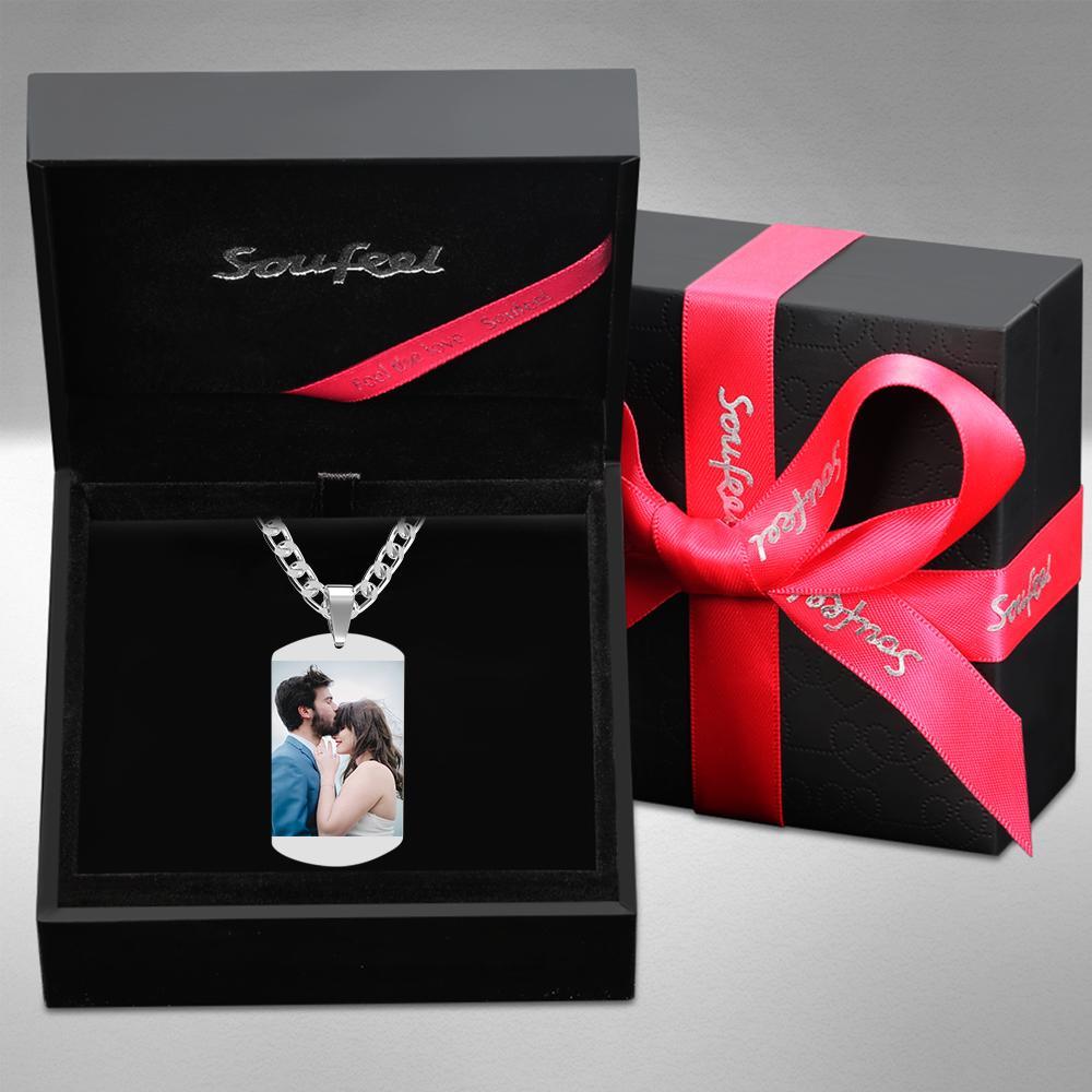 Personalized Stainless Steel Special Date & Photo Pendant Dog Tag Men's Calendar Necklace - soufeelmy