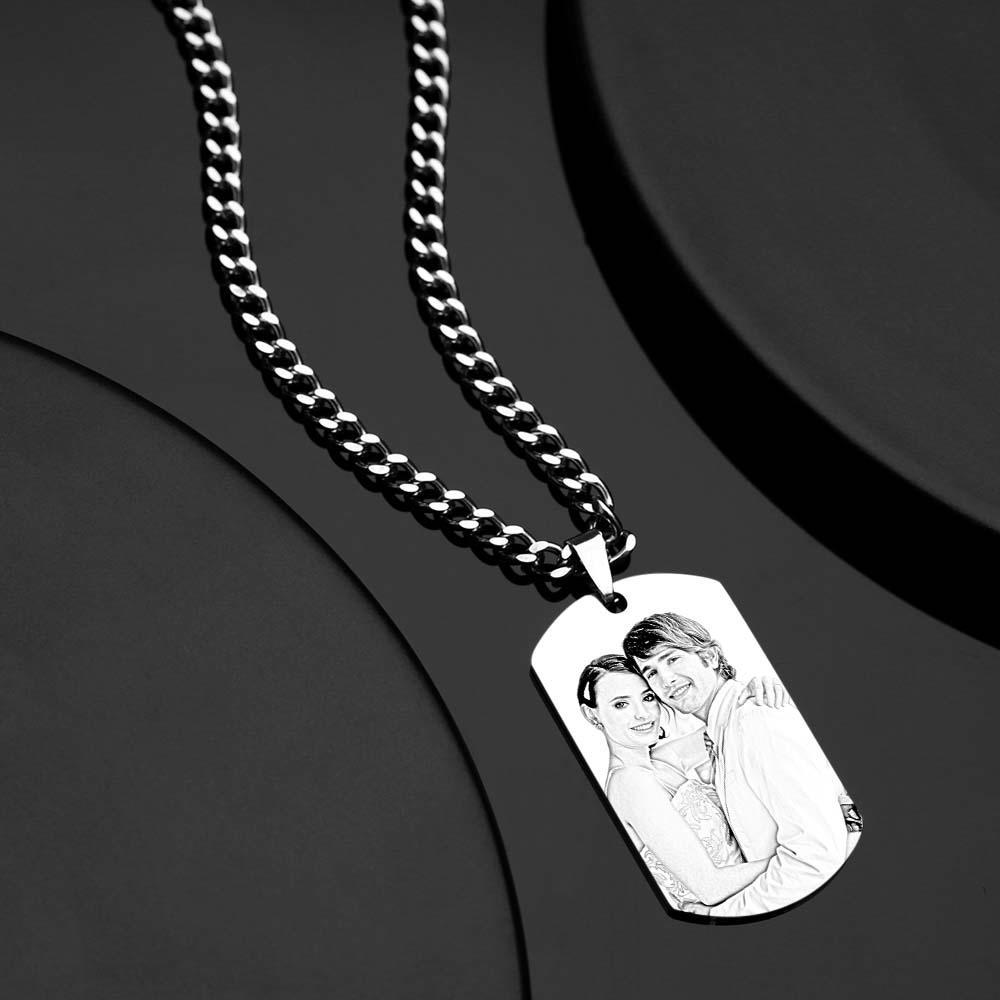 Men's Necklace Engraved Necklace Photo Music Code Necklace Optional Style Gifts for Him - soufeelmy