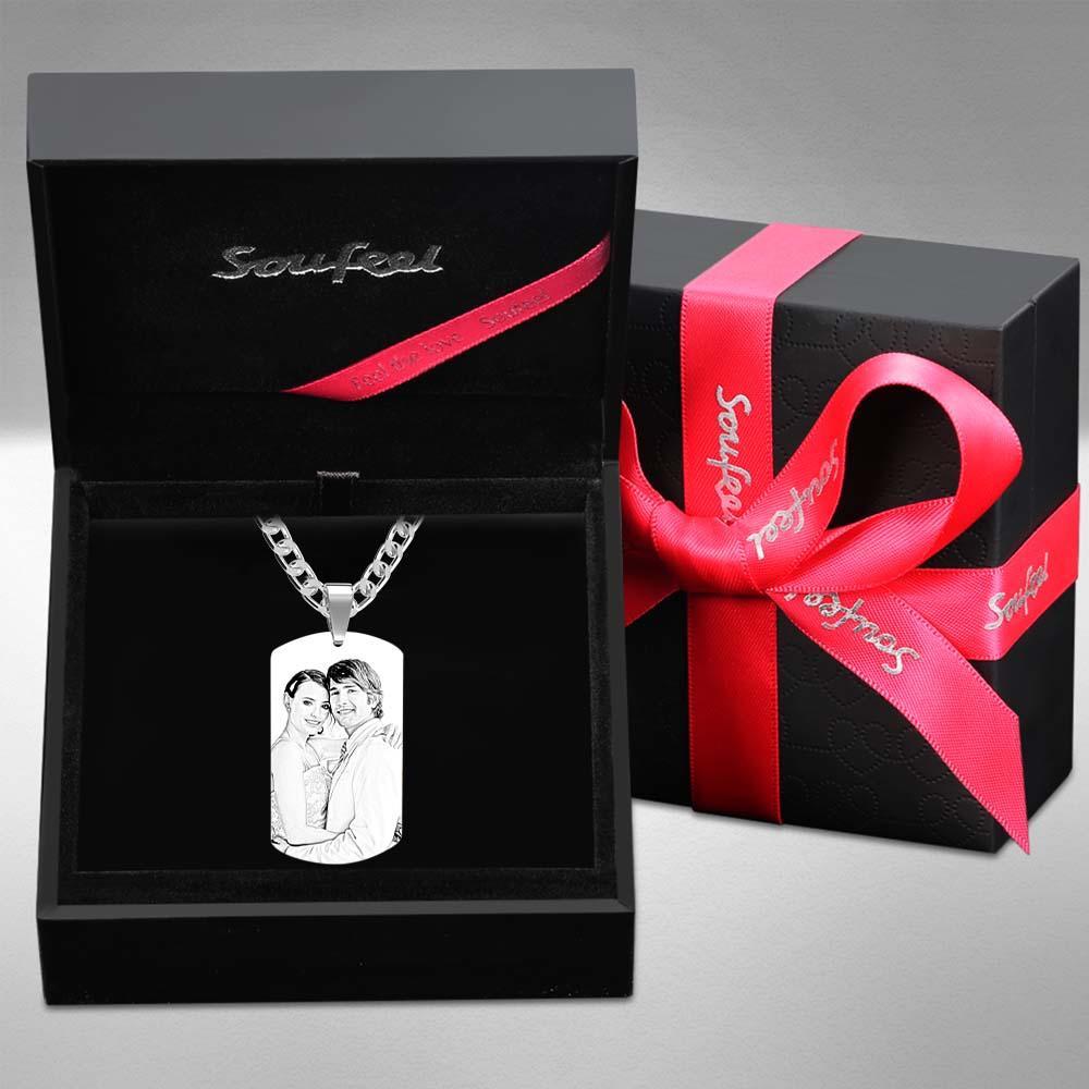 Men's Necklace Engraved Necklace Photo Music Code Necklace Optional Style Gifts for Him - soufeelmy