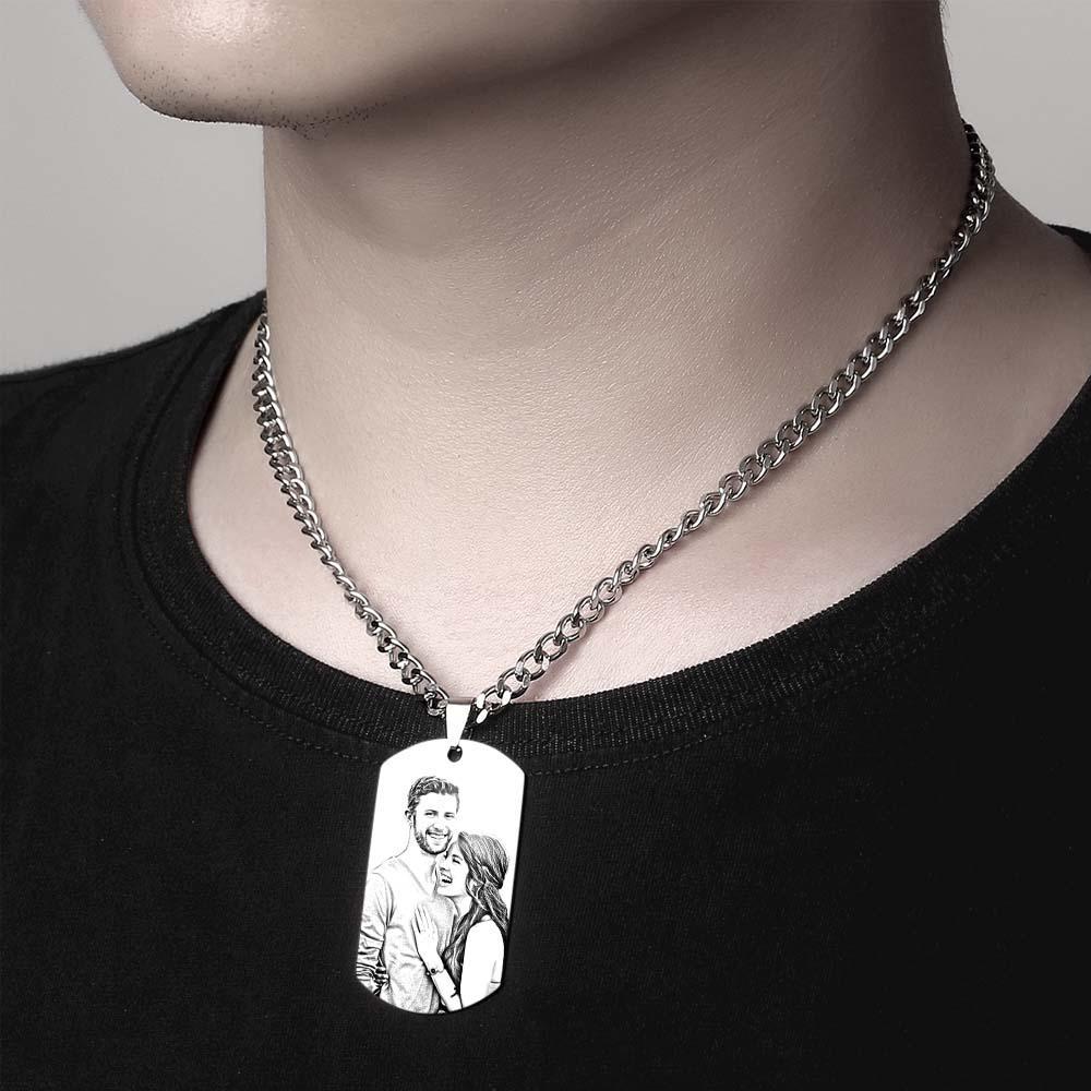 Men's Necklace Engraved Necklace Photo Music Code Necklace Optional Style Gifts for Him - soufeelmy