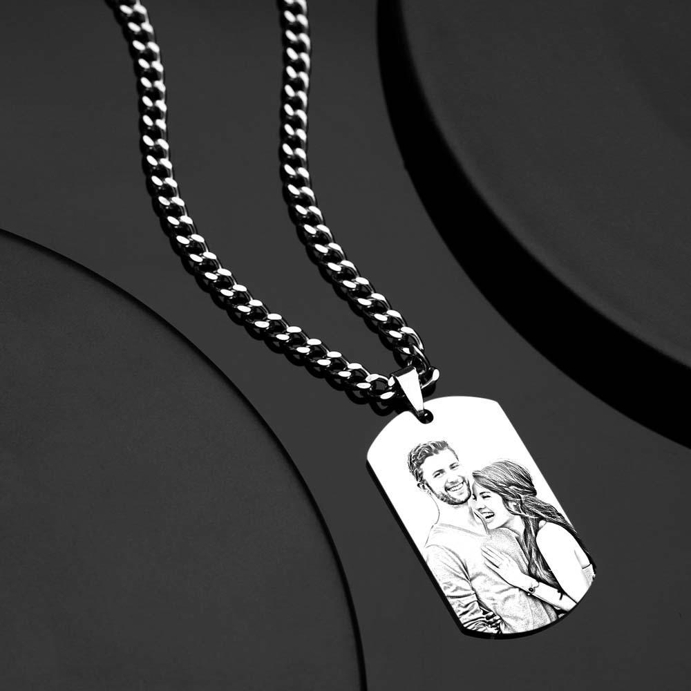 Men's Necklace Engraved Necklace Photo Necklace Optional Style Gifts for Him - soufeelmy