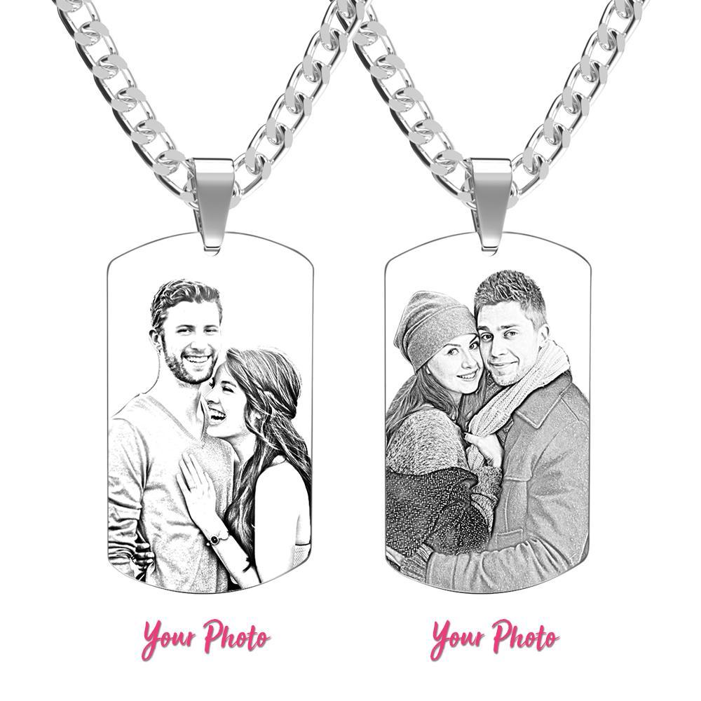 Men's Necklace Engraved Necklace Photo Music Code Necklace Optional Style Gifts for Him - soufeelmy