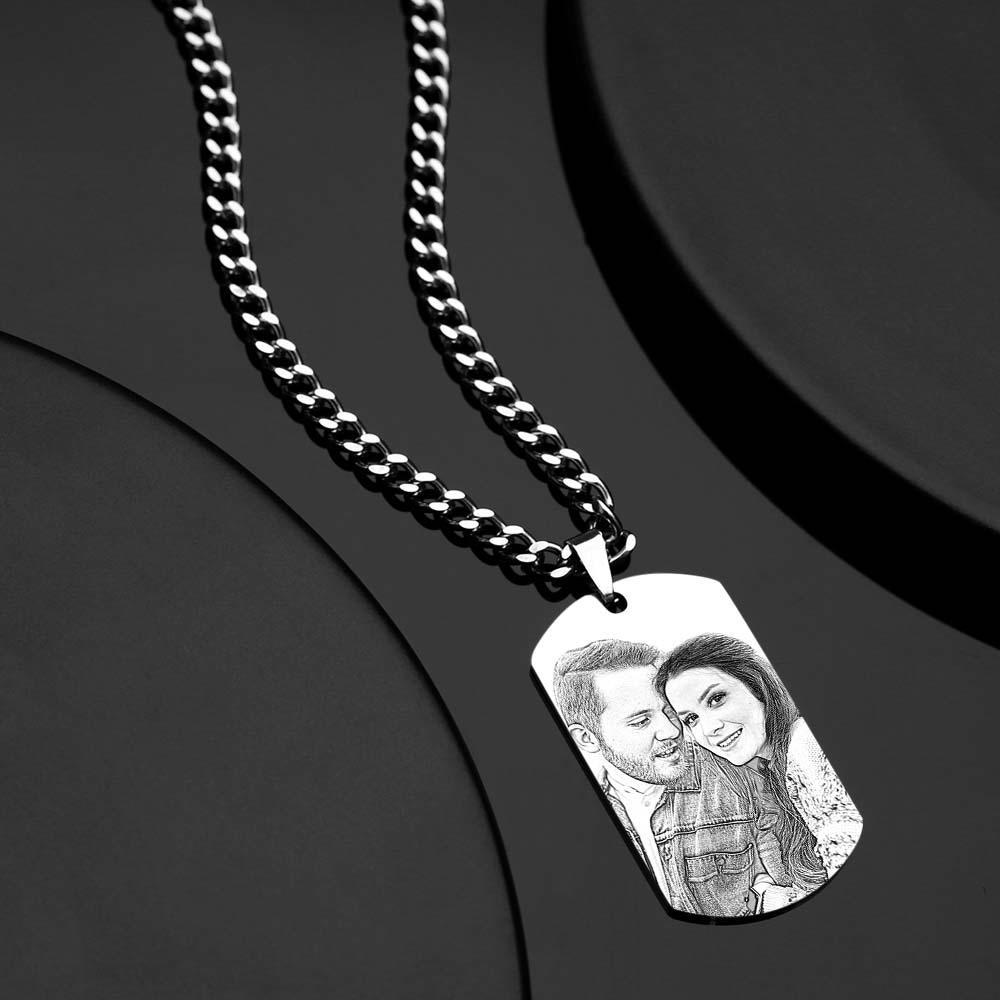 Men's Necklace Engraved Necklace Photo Music Code Necklace Optional Style Gifts for Him - soufeelmy