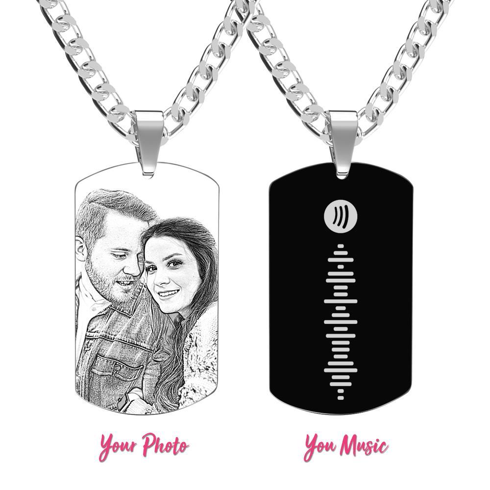 Men's Necklace Engraved Necklace Photo Necklace Optional Style Gifts for Him - soufeelmy