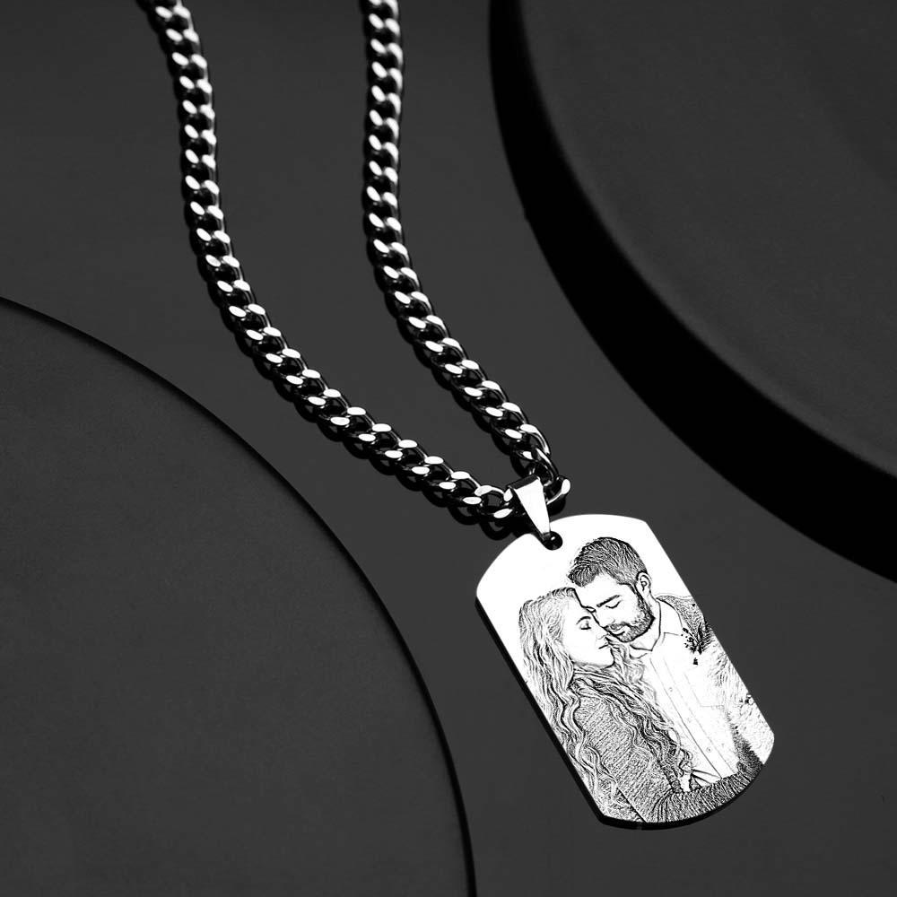 Men's Necklace Engraved Necklace Photo Music Code Necklace Optional Style Gifts for Him - soufeelmy