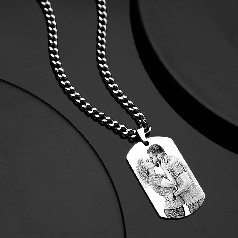 Men's Necklace Engraved Necklace Photo Necklace Optional Style Gifts for Him - soufeelmy