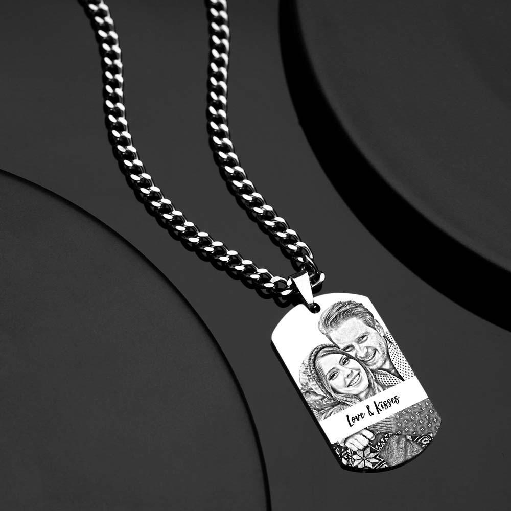 Men's Necklace Engraved Necklace Photo Music Code Necklace Optional Style Gifts for Him - soufeelmy