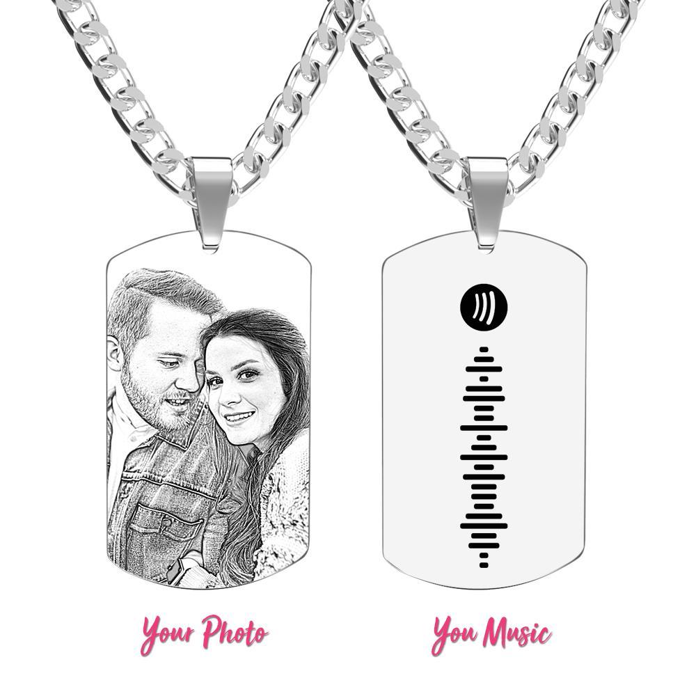 Men's Necklace Engraved Necklace Photo Necklace Optional Style Gifts for Him - soufeelmy