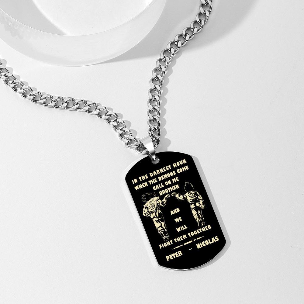 Call On Me Brother Engraved Tag Necklace In The Darkest Hour Gift For Brothers & Friends - soufeelmy