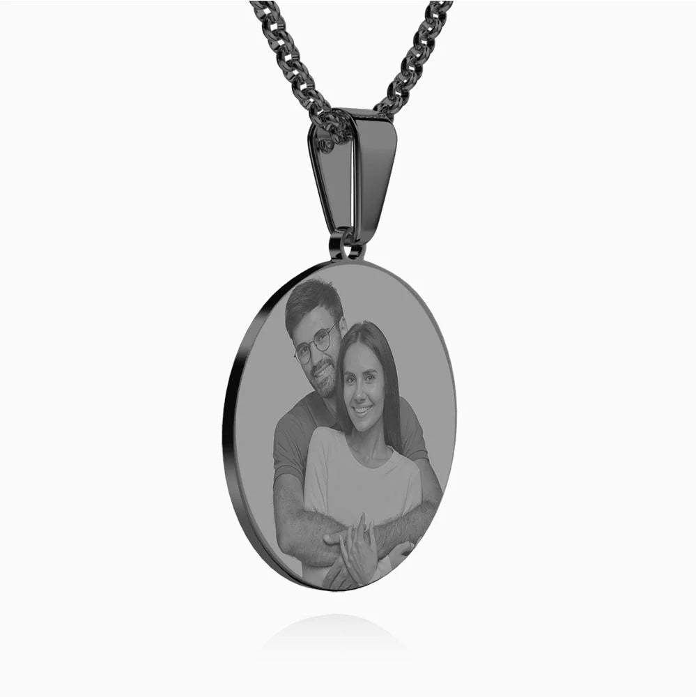 Custom Black Filter Romantic Photo Necklace Stainless Steel Valentine Gift For Couples - soufeelmy