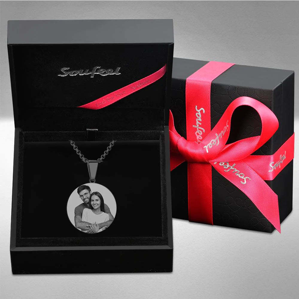 Custom Black Filter Romantic Photo Necklace Stainless Steel Valentine Gift For Couples - soufeelmy