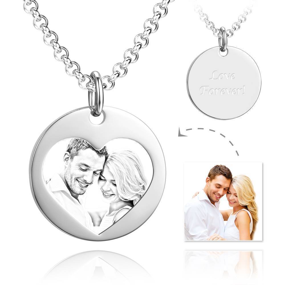Unisex Photo Engraved Tag Love Necklace With Engraving Stainless Steel -