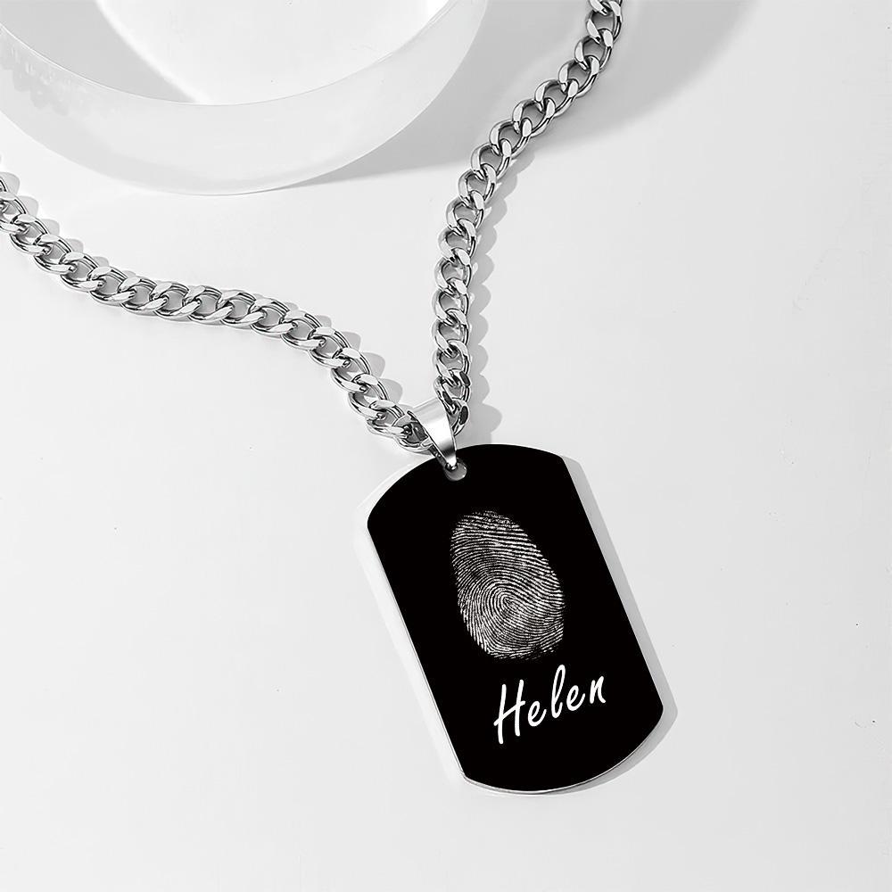 Custom Photo Necklace fingerprint Necklace Engraved Necklace Men's Necklace Gift For Boyfriend - soufeelmy