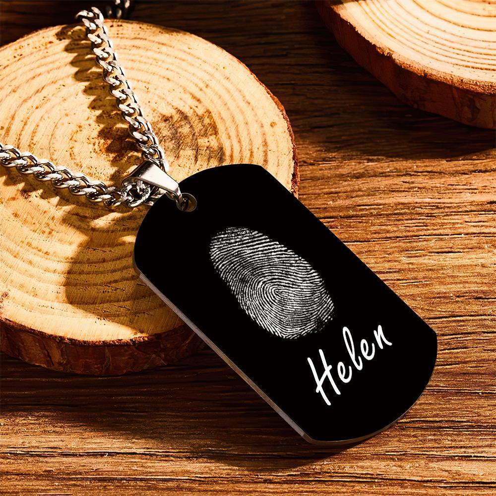 Custom Photo Necklace fingerprint Necklace Engraved Necklace Men's Necklace Gift For Boyfriend - soufeelmy