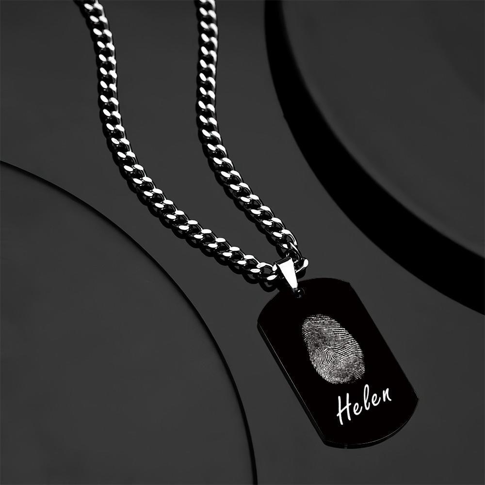 Custom Photo Necklace fingerprint Necklace Engraved Necklace Men's Necklace Gift For Boyfriend - soufeelmy