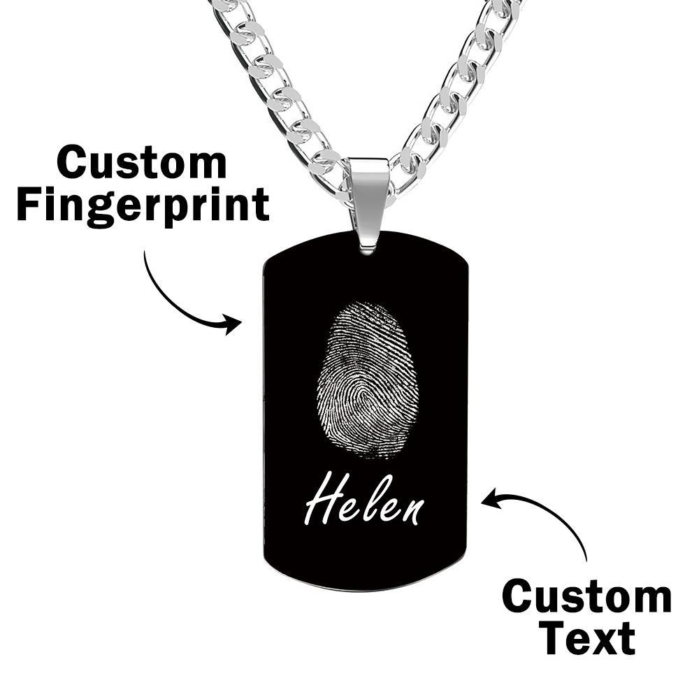 Custom Photo Necklace fingerprint Necklace Engraved Necklace Men's Necklace Gift For Boyfriend - soufeelmy