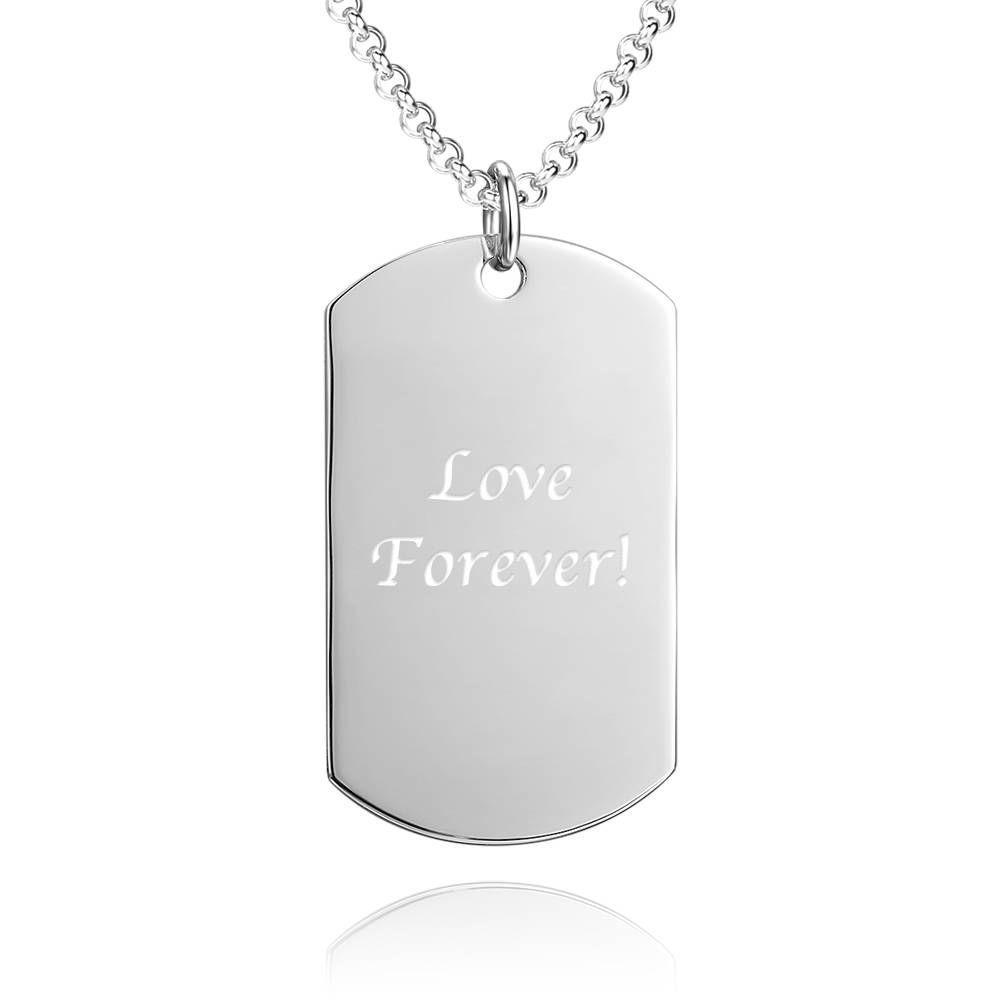 Unisex Photo Engraved Tag Necklace With Engraving Stainless Steel Silver -