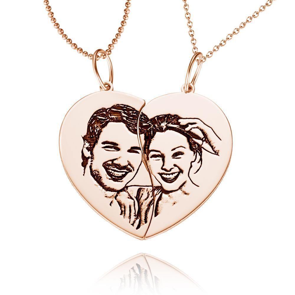 Couples Necklace Set Broken Heart Necklace for Couples Silver - soufeelus