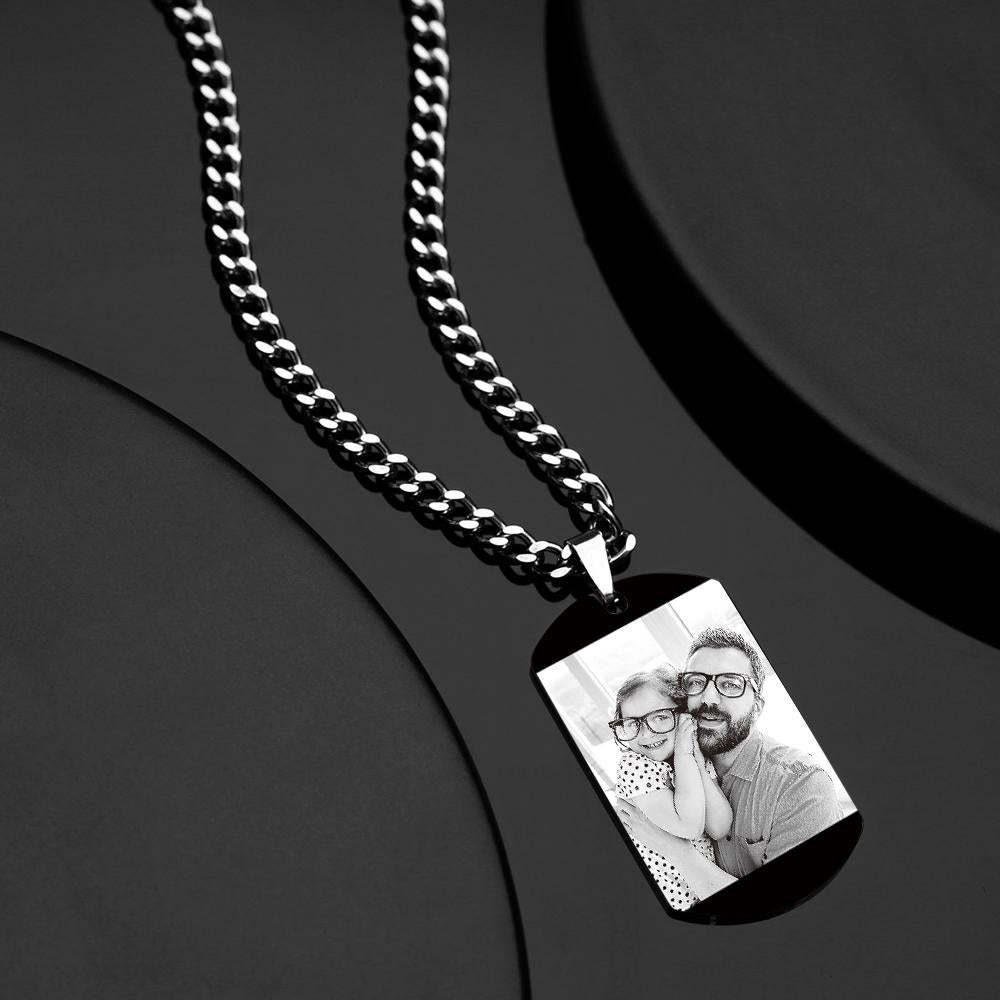 Custom Photo Necklace With Words Photo And Date Perfect Gift For Father On Father's Day - soufeelmy
