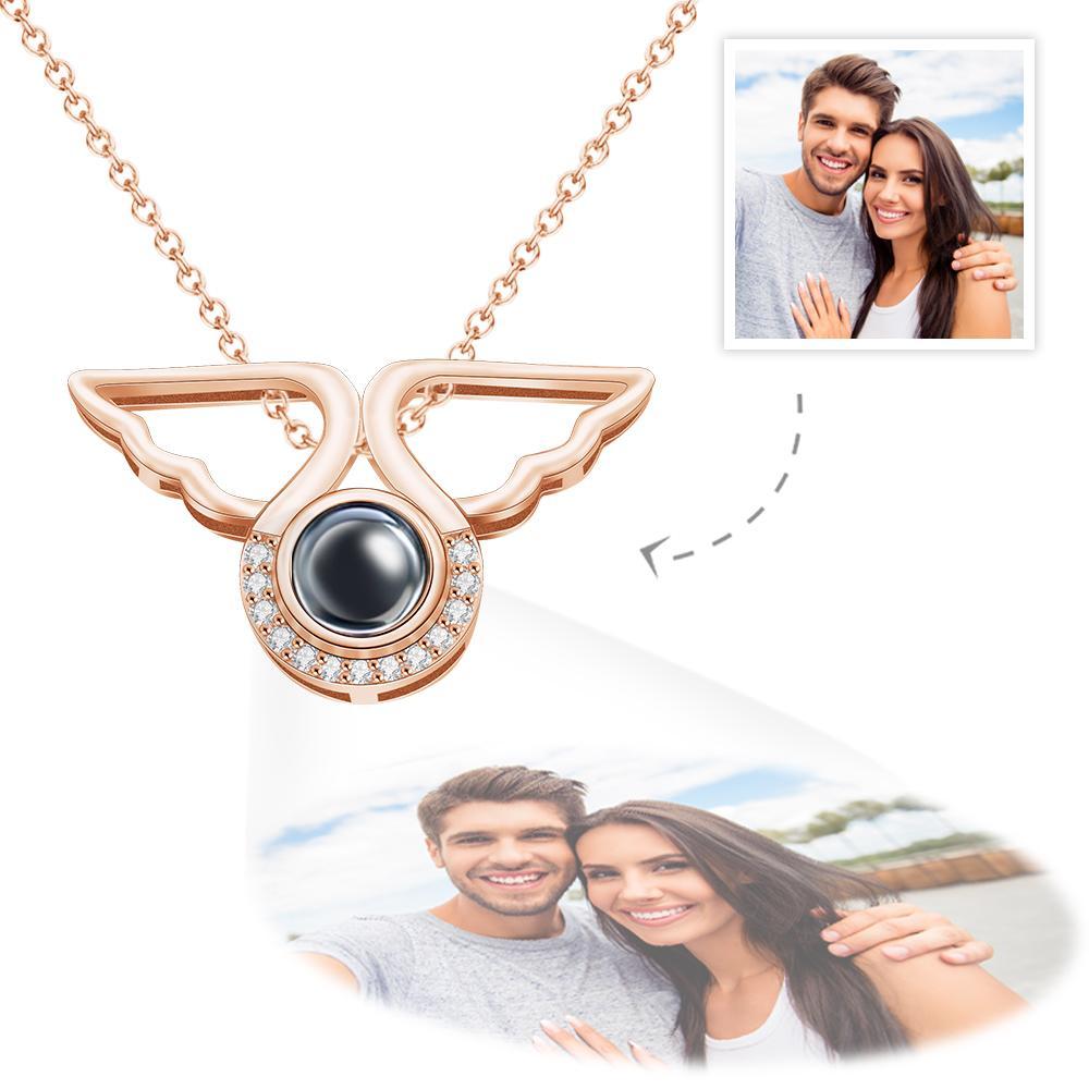 Custom Photo Projection Necklace Angel Wing Pendant Necklace Creative Gift - soufeelmy