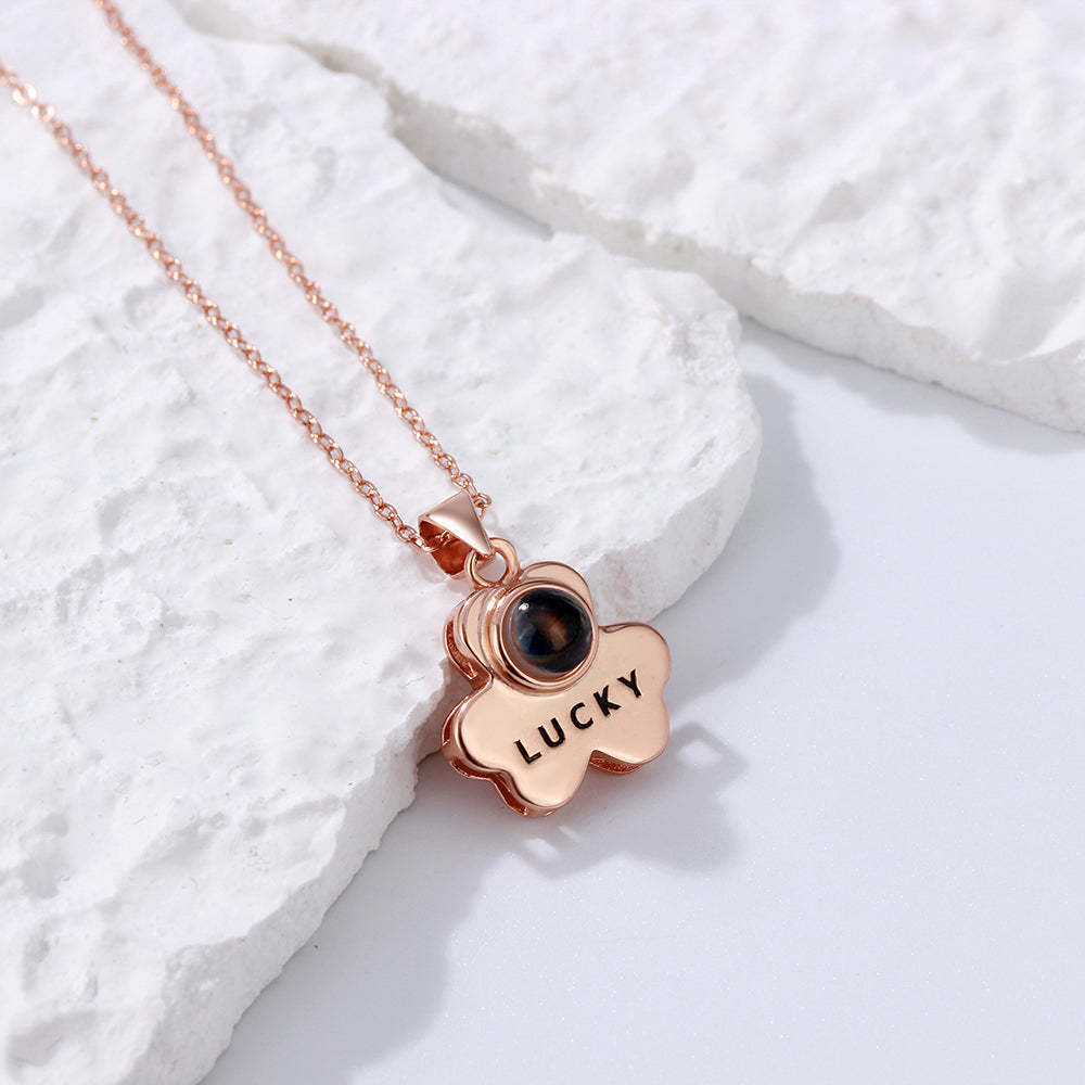 Custom Projection Necklace Lucky Bear Photo Necklace for Her - soufeelmy