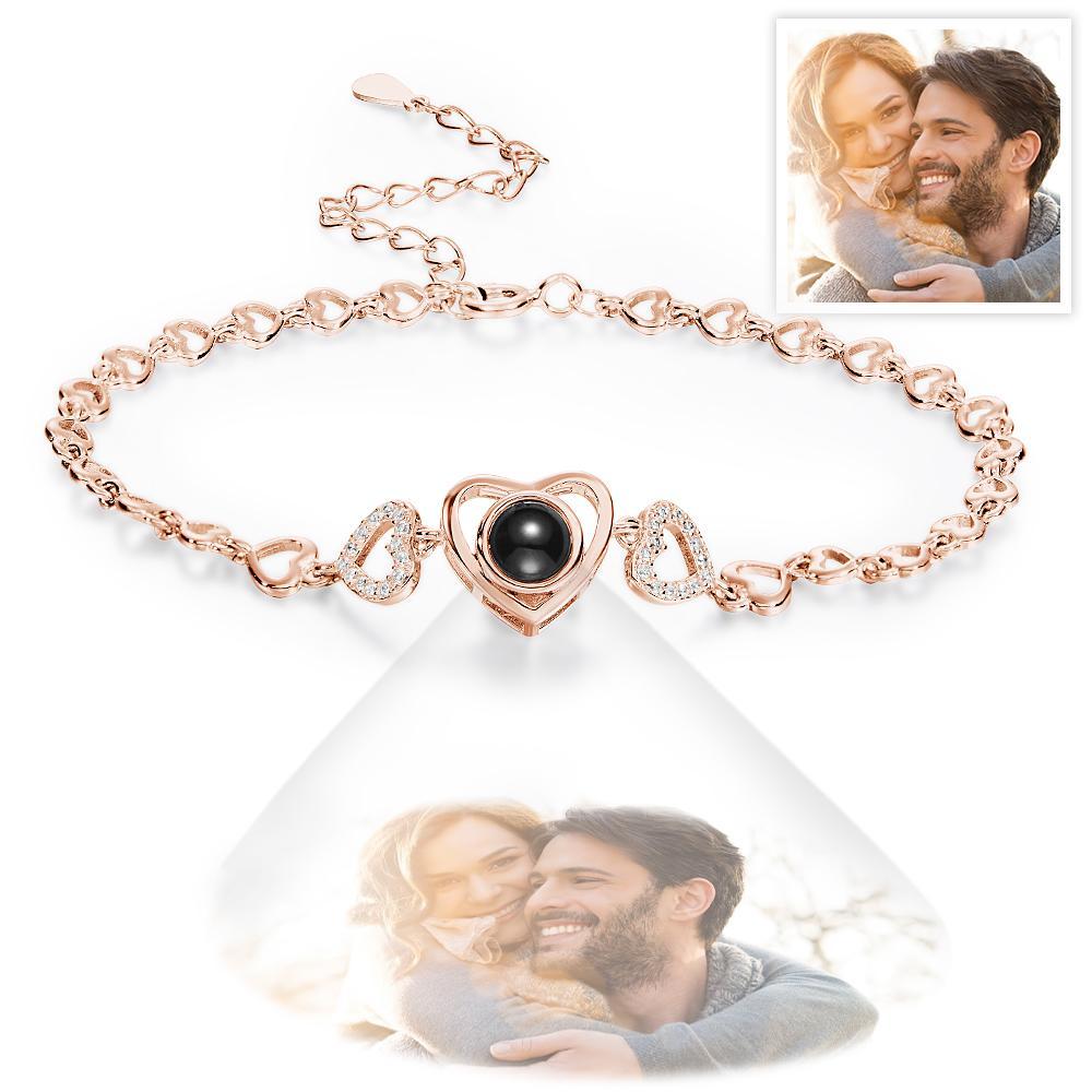 Custom Photo Projection Heart Link Bracelet Personalized Bracelet - soufeelmy