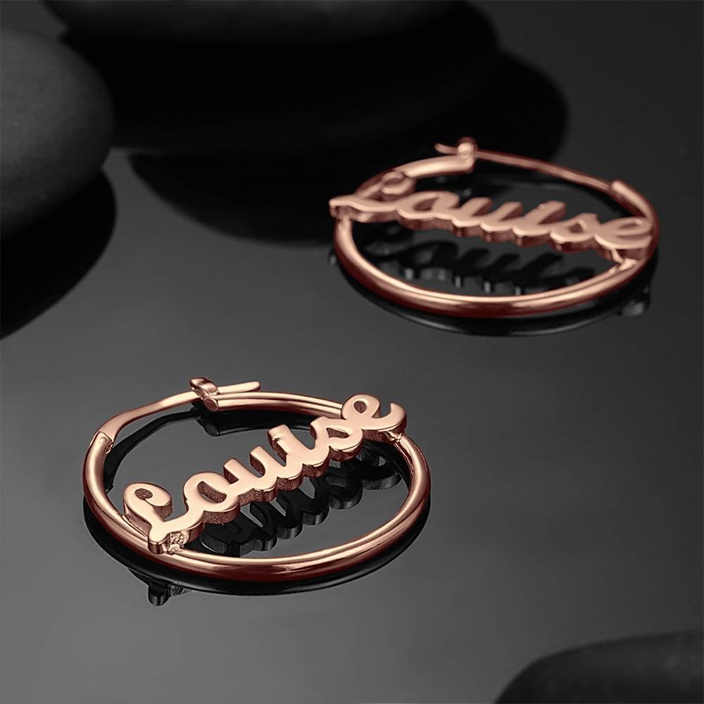Personalized Name Earrings Rose Gold Plated Silver - 
