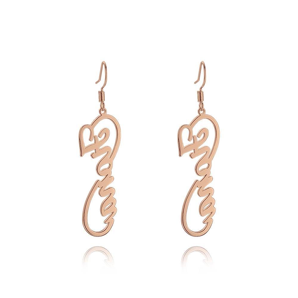 Name Earrings, Drop Earrings Rose Gold Plated - 