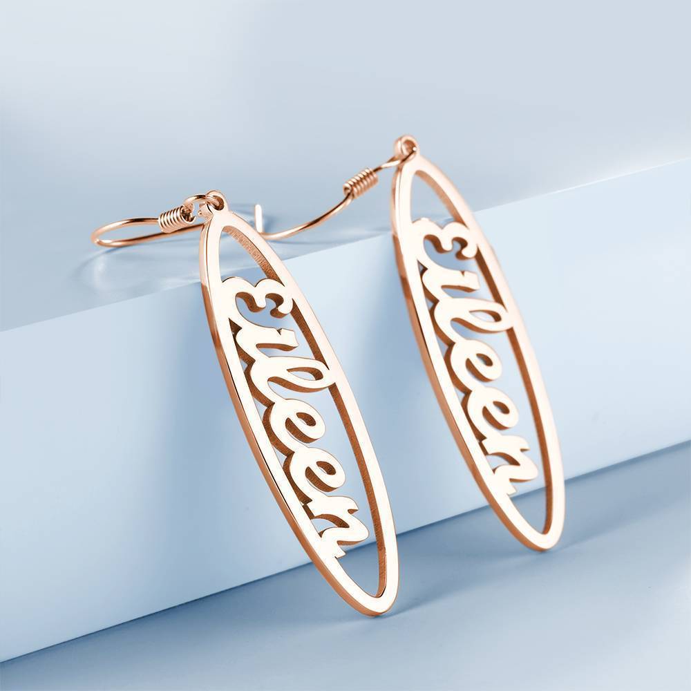 Name Earrings, Drop Earrings Simple Style Rose Gold Plated - Silver - 