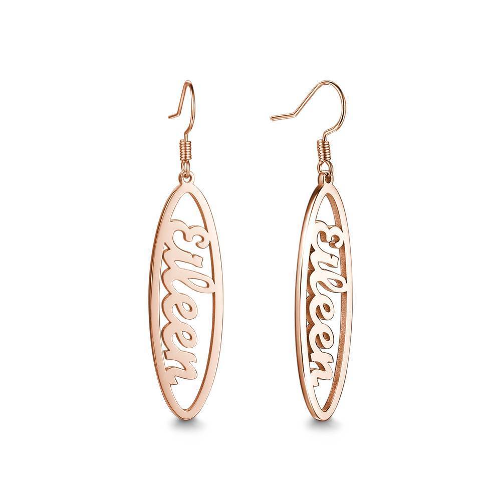 Name Earrings, Drop Earrings Simple Style Rose Gold Plated - 
