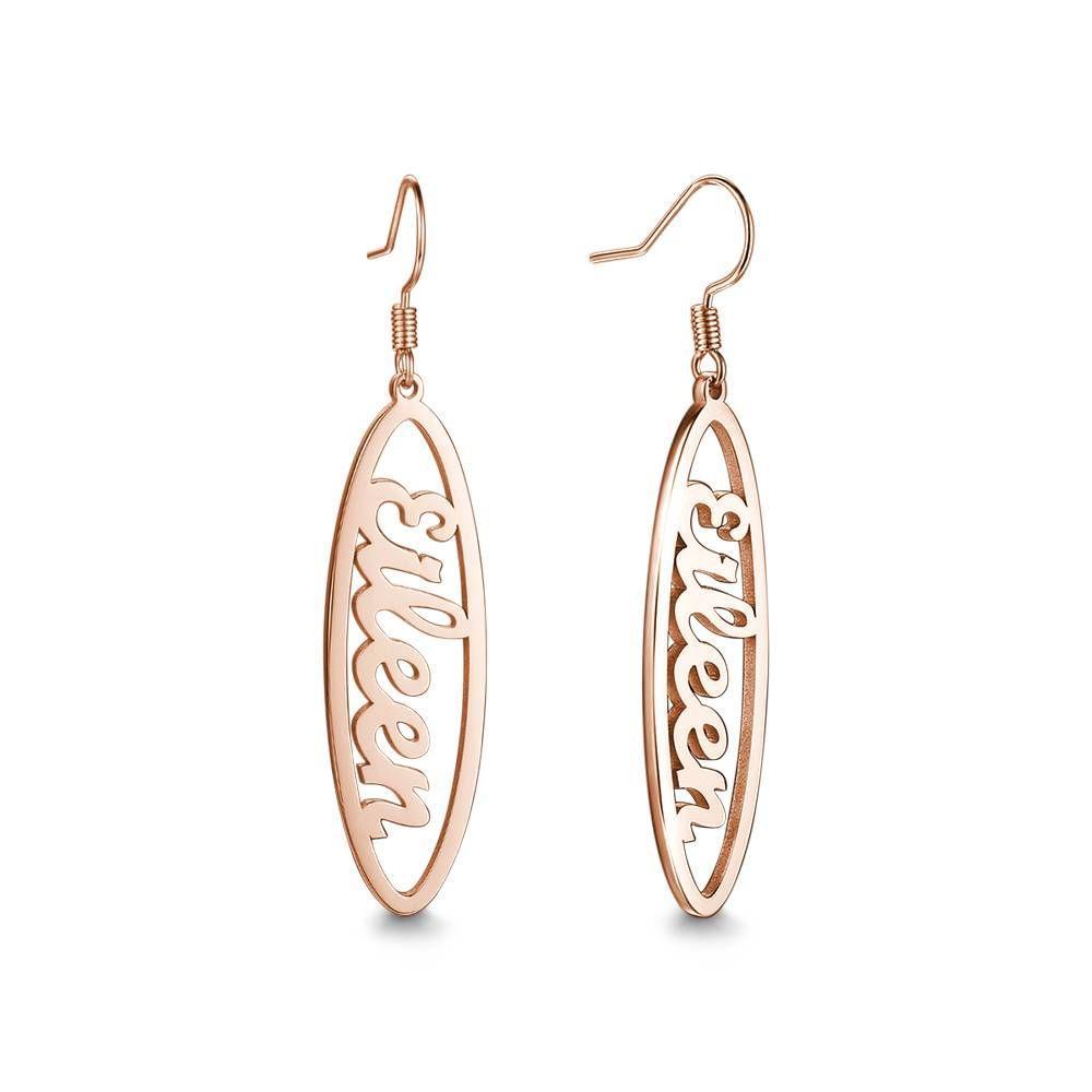 Name Earrings, Drop Earrings Simple Style Rose Gold Plated - Silver - 