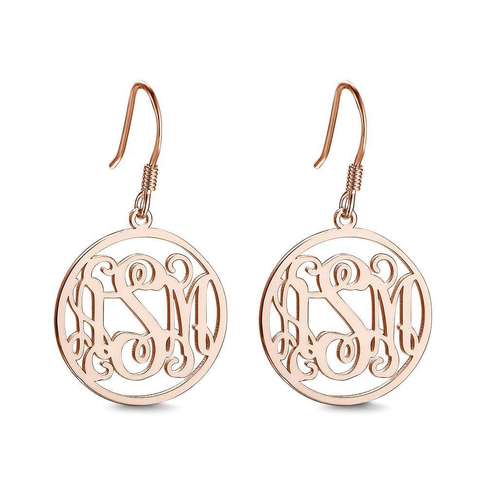 Monogram Earrings, Drop Earrings Elegant Jewellery Rose Gold Plated - 