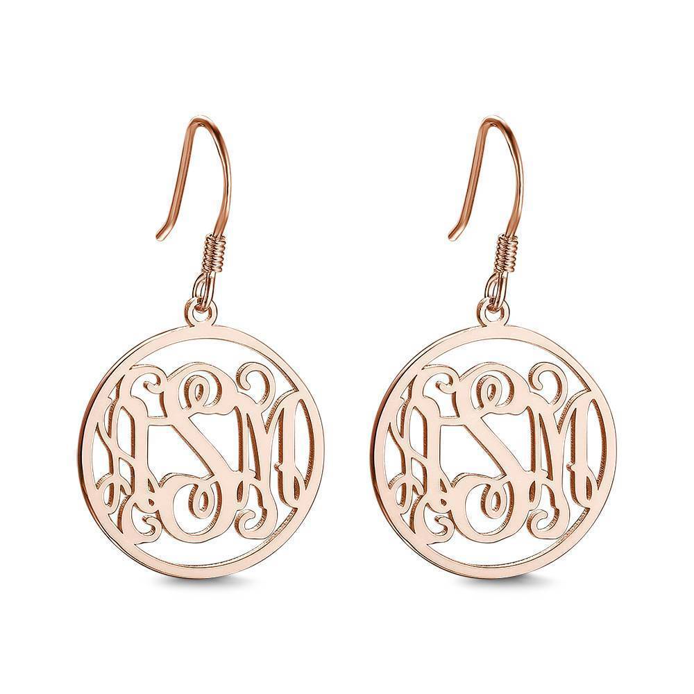 Monogram Earrings, Drop Earrings Elegant Jewellery Rose Gold Plated - 