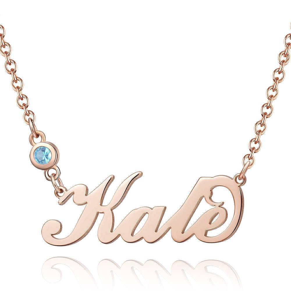 Personalized Birthstone Name Necklace Silver - 