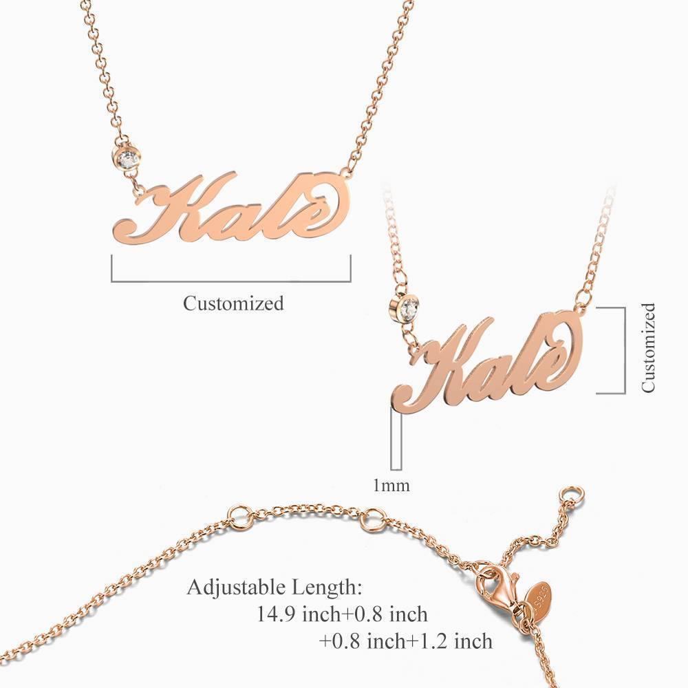 Personalized Birthstone Name Necklace Rose Gold Plated Silver - 