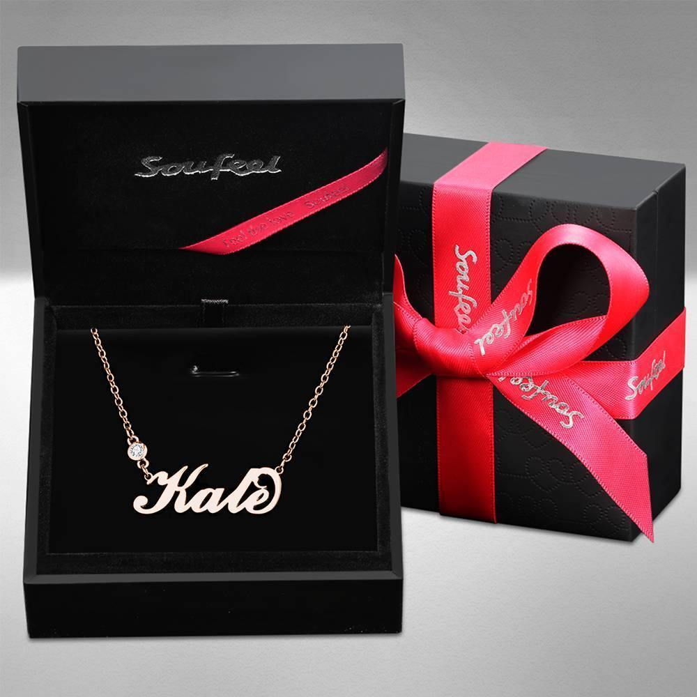 Personalized Birthstone Name Necklace Rose Gold Plated Silver - 