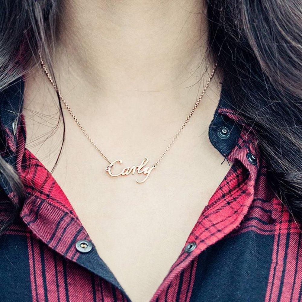 Personalized Name Necklace Black Gold Plated Silver - soufeelmy