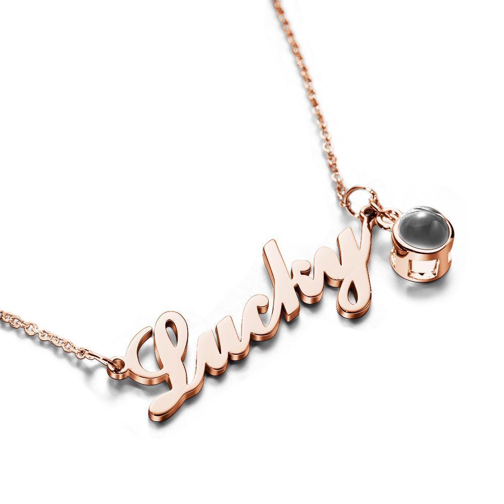 Custom Signature Lucky Name And Picture Projection Necklace Great Gift - soufeelmy