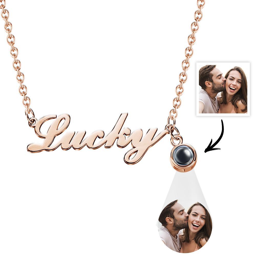 Custom Signature Lucky Name And Picture Projection Necklace Great Gift - soufeelmy