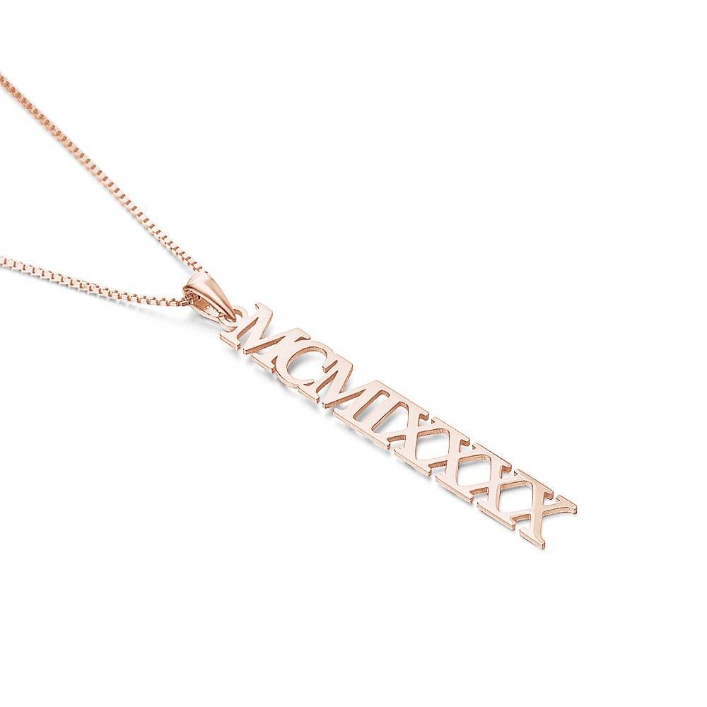 S925 Silver Personalized Roman Numerals Necklace Roman Numeral Pendant Birth Year Jewellery Custom Date Wedding Gifts Anniversary Gifts For Her - soufeelmy