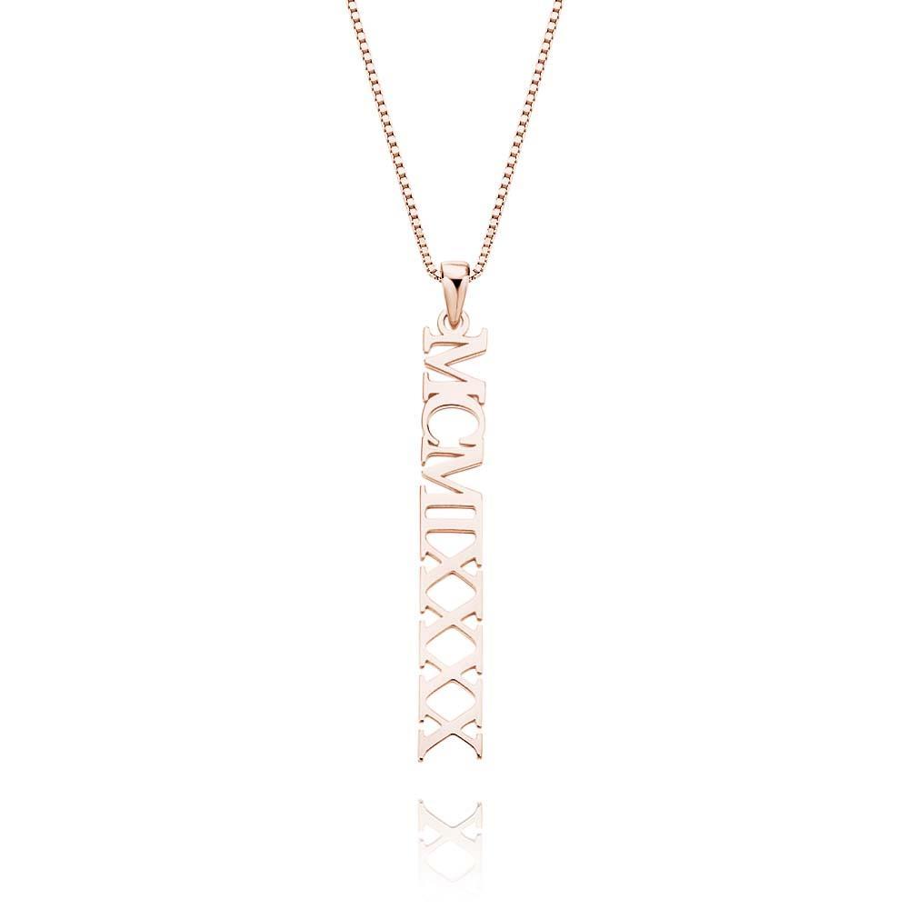 S925 Silver Personalized Roman Numerals Necklace Roman Numeral Pendant Birth Year Jewellery Custom Date Wedding Gifts Anniversary Gifts For Her - soufeelmy
