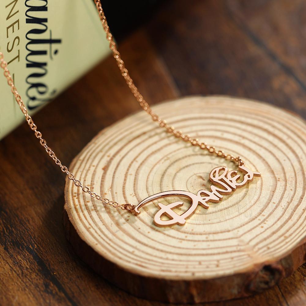 Name Necklace, Custom Name Necklace Name Gift, Best Gift Rose Gold Plated