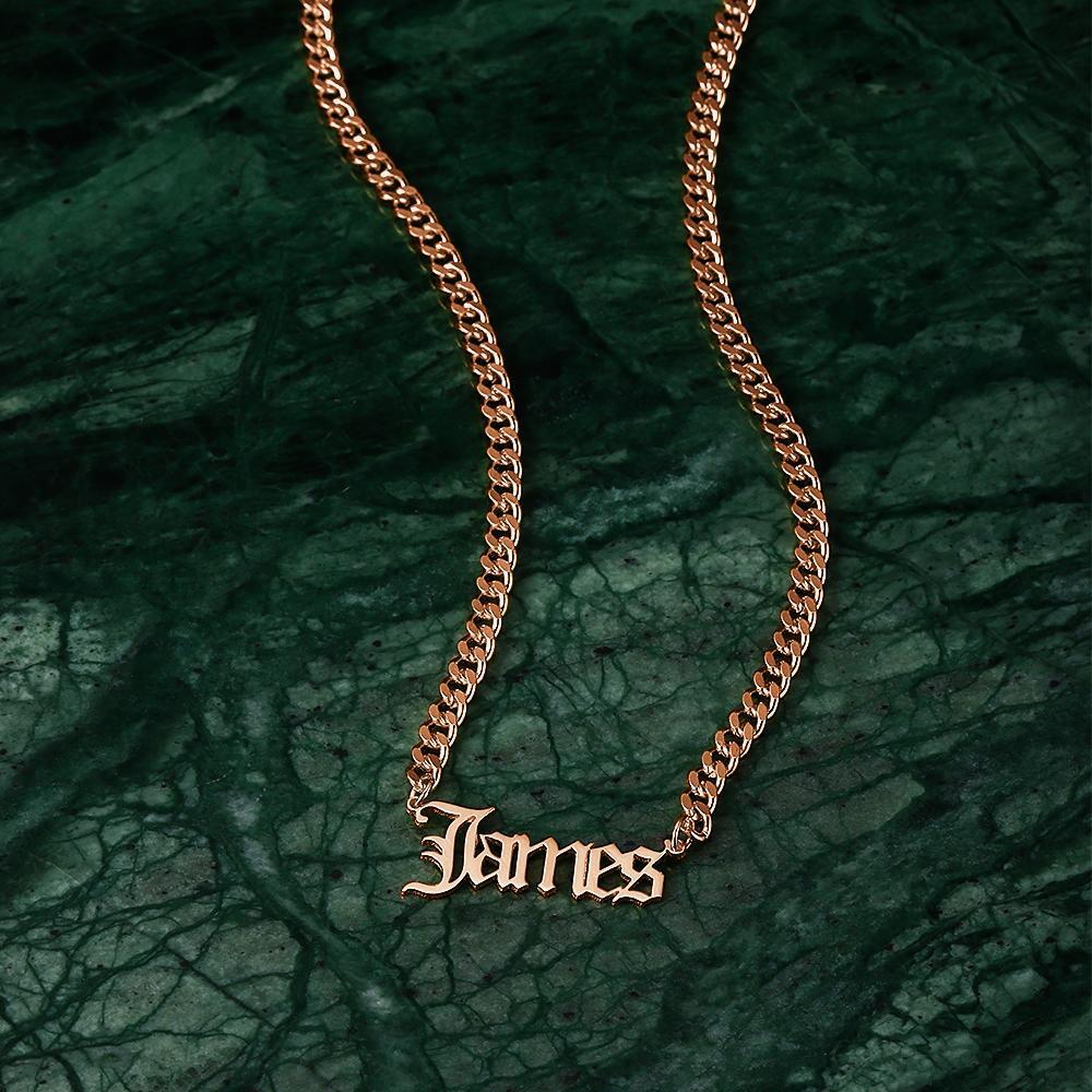 Custom Men's Necklace Thick Chain Necklace Birthday Present Two Digits- Rose Gold - 