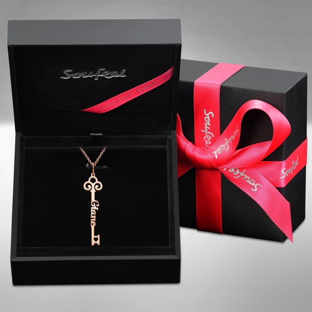 Custom Key Name Necklace Customized Gift Wedding Gift Rose Gold Plated Silver -