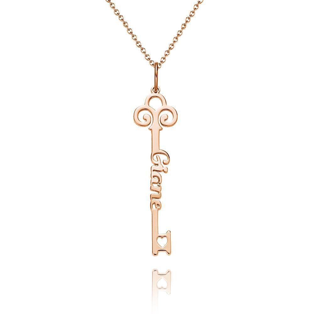 Key Name Necklace Customized Gift Heart Necklace 14k Gold Plated - 