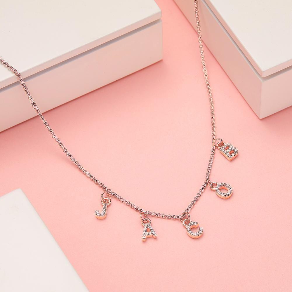Custom Initial Necklace Name Necklace Bridesmaids Gifts Personalized Letter Necklace Gift Letter Necklace Rose Gold Plated Silver - 