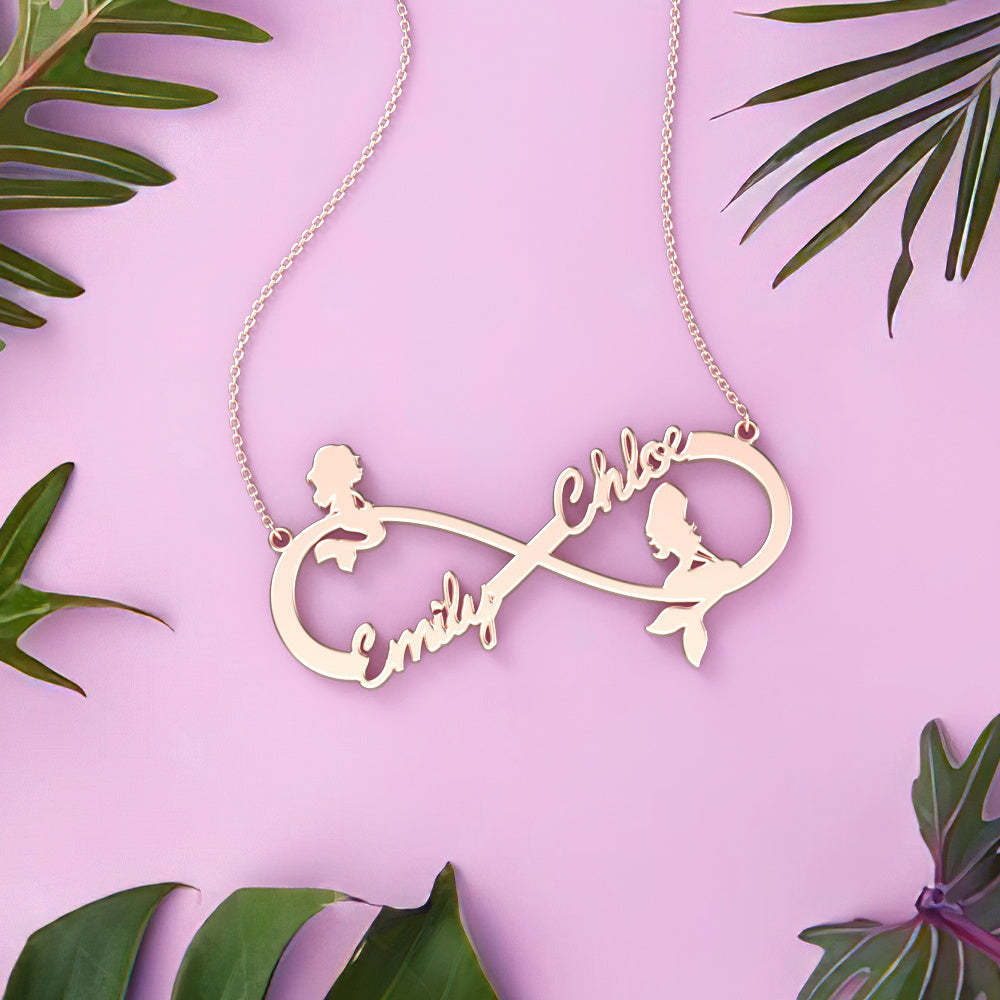 Custom Name Necklace Mermaid Infinity Symbol Necklace - 