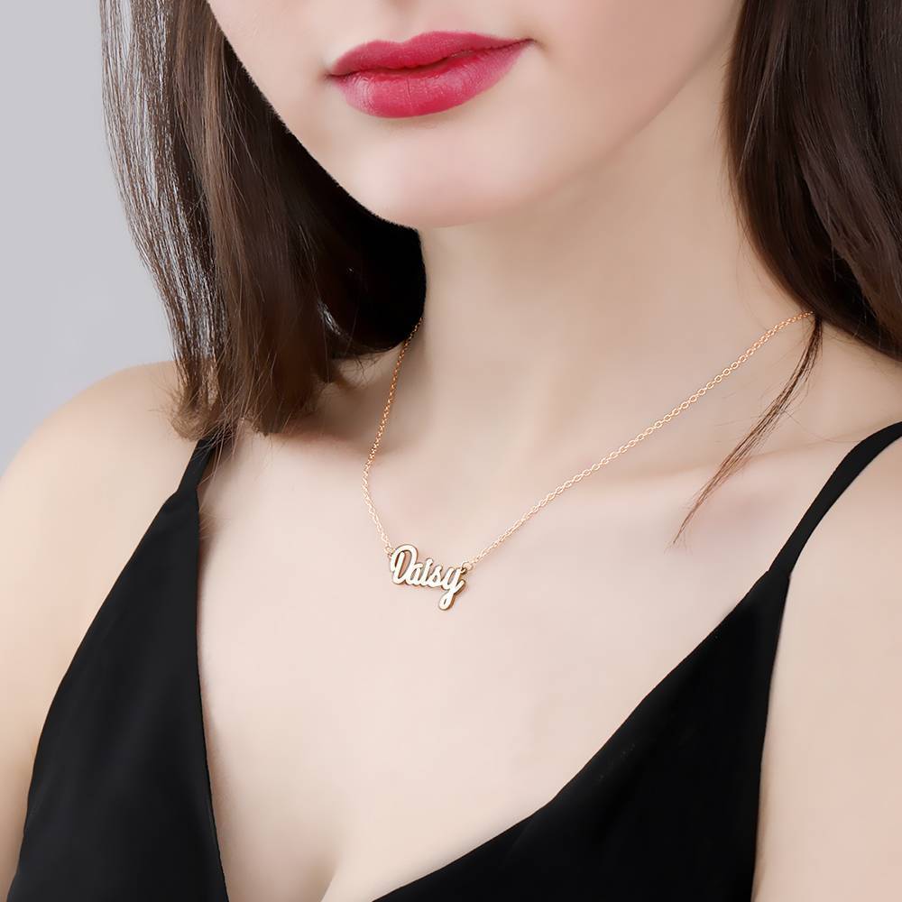 Name Necklace Rose Gold Plated Silver - 